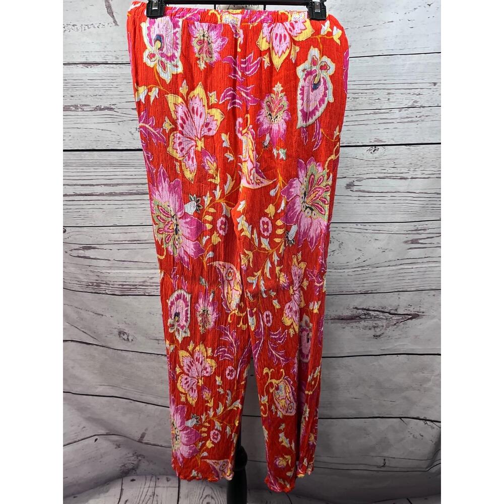 Rachel Roy Orange Flowy Pants With Pockets Ruche Detail Size Large